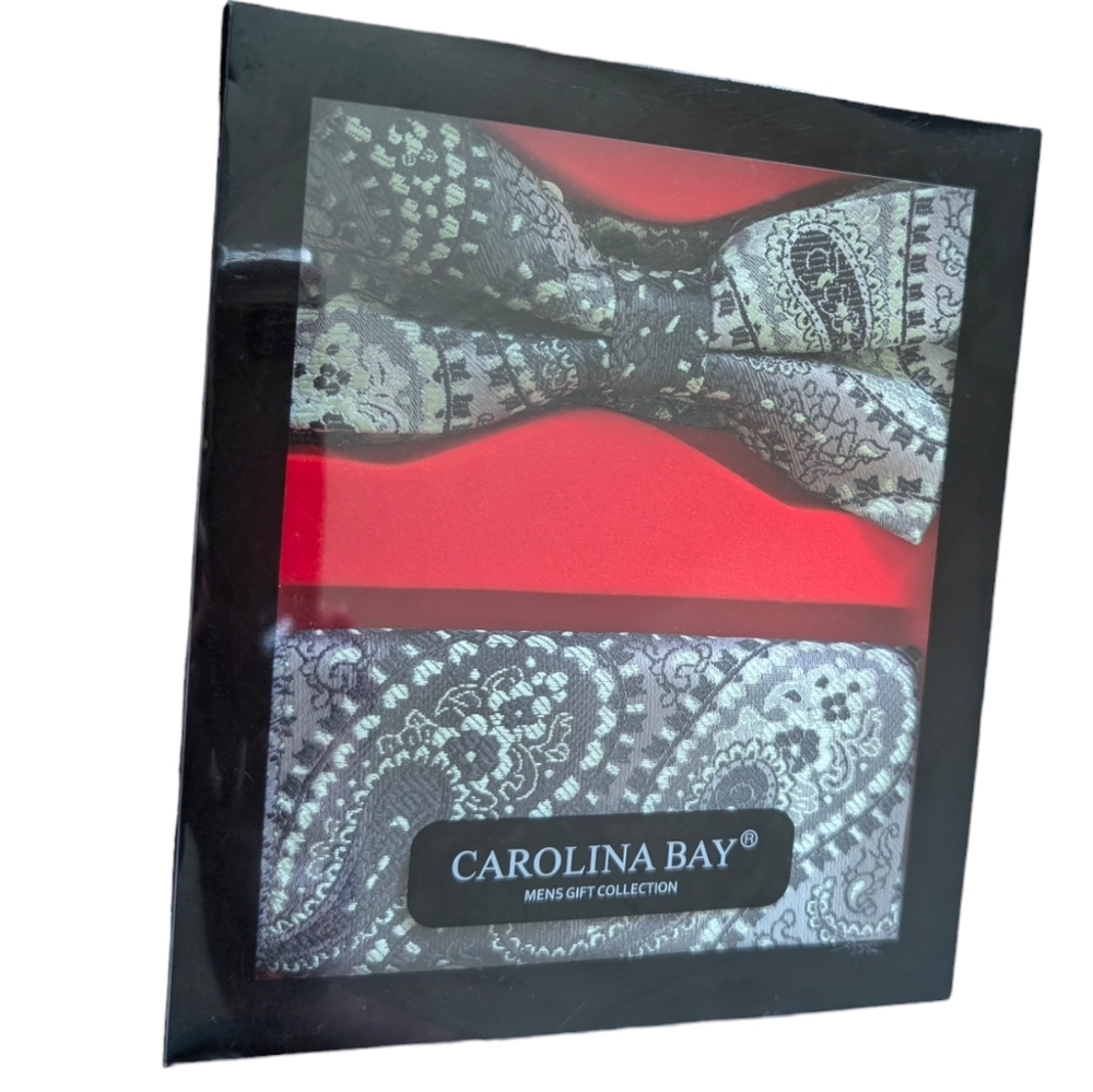 Carolina Bay Pastel Paisley Bow Tie and Handkerchief Gift Set NEW